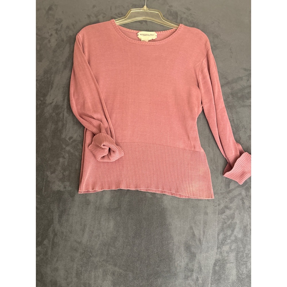 Ribbed Knit Sweater Dusty Rose Pink Small